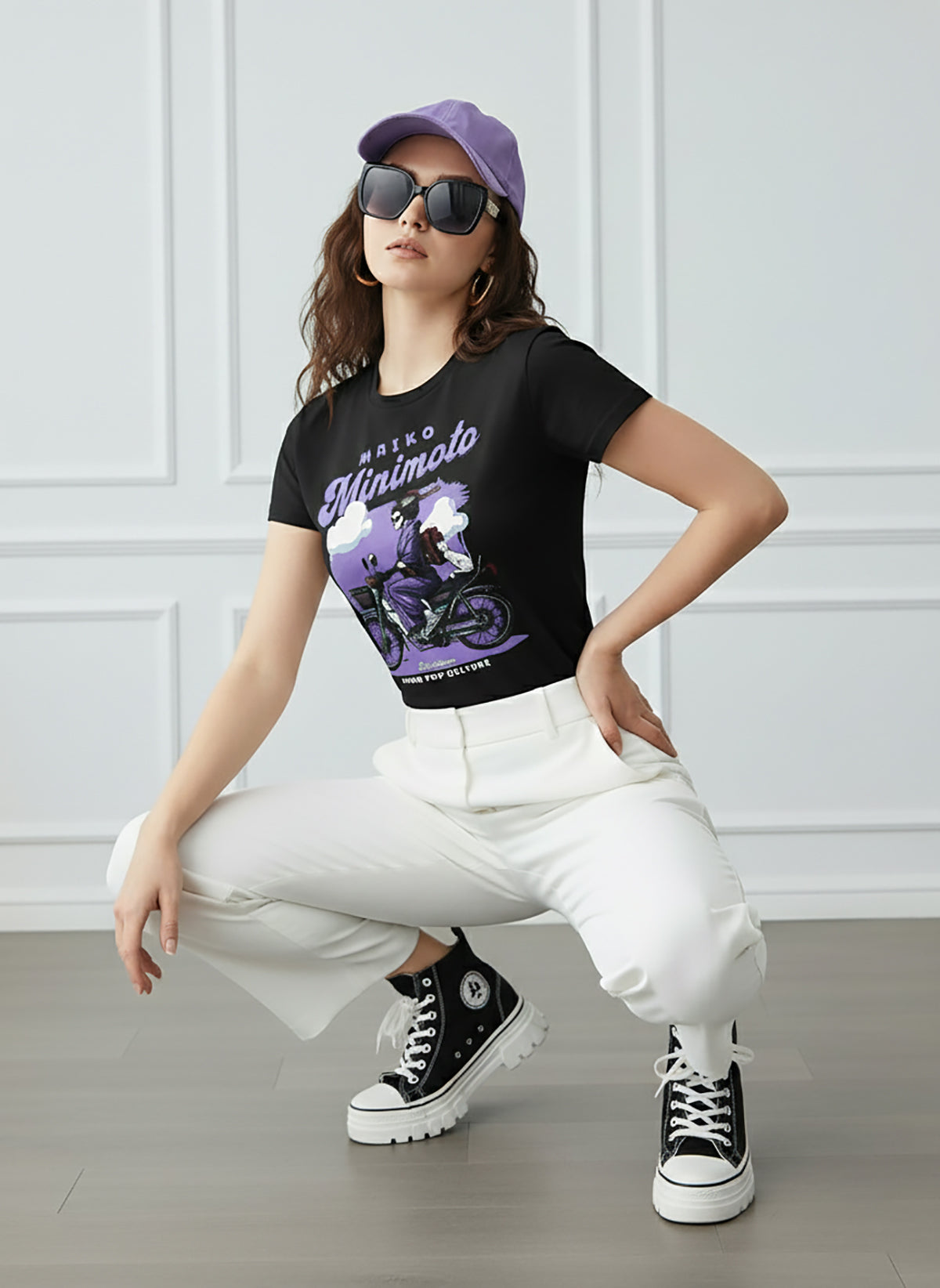 HIGHZOO Women's Printed Casual T-shirt - Black