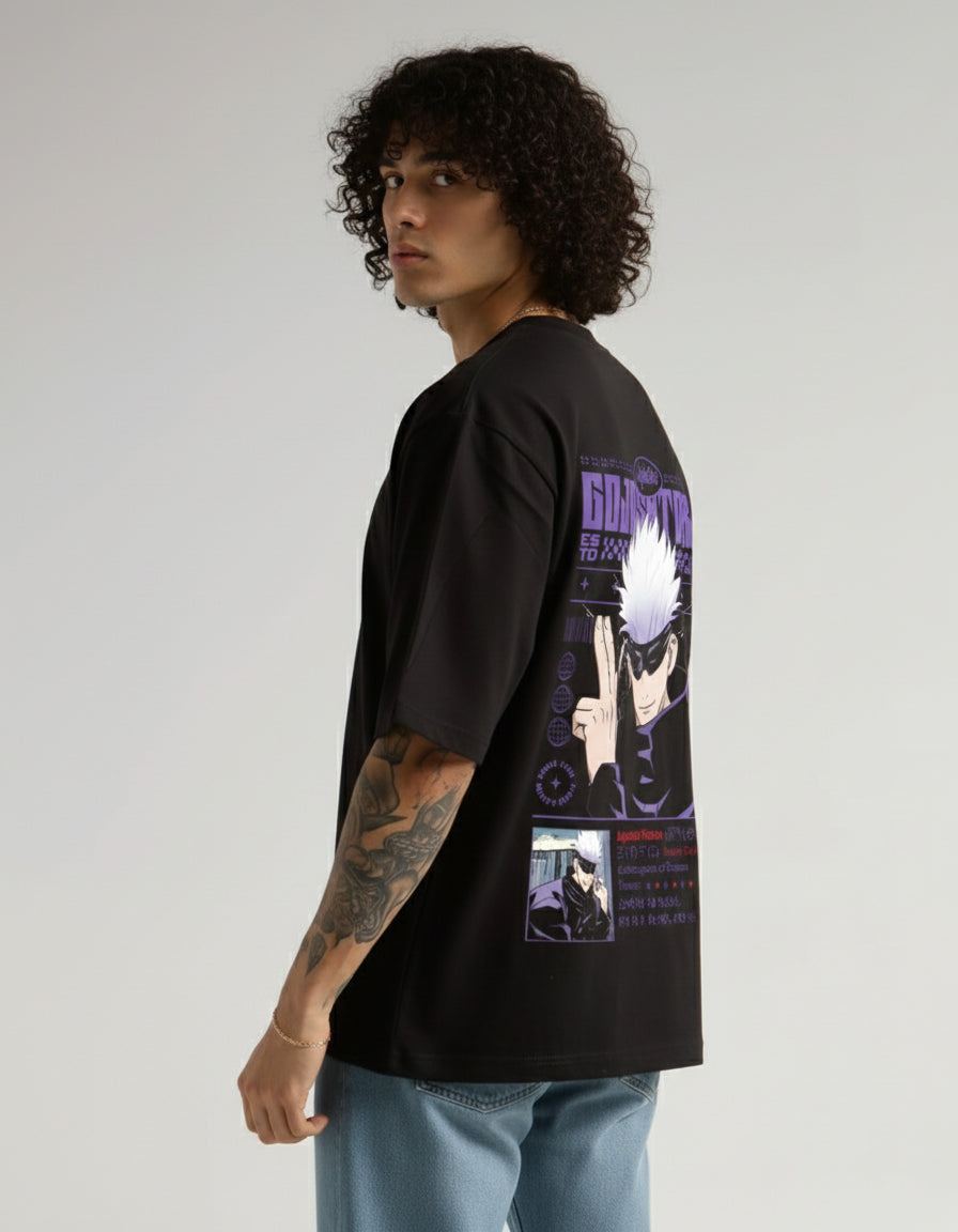 HIGHZOO Men's Oversized Stylish Printed T-shirt - Black
